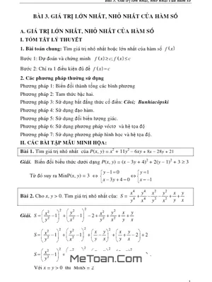 Tìm Giá Trị Lớn Nhất và Nhỏ Nhất Của Hàm Nhiều Biến - Trần Phương