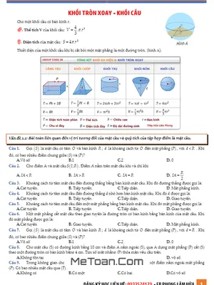 Tuyển Tập 186 Bài Tập Trắc Nghiệm Mặt Cầu, Hình Cầu Và Khối Cầu - Hứa Lâm Phong