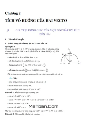 Lý thuyết, dạng toán và bài tập tích vô hướng của hai vectơ và ứng dụng - Hình học 10