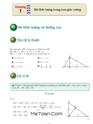 Các Dạng Bài Tập Hệ Thức Lượng Trong Tam Giác Vuông Lớp 9
