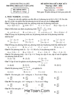 Đề Thi Giữa Kỳ 1 Toán 9 Năm Học 2025 - 2026 Trường THCS Lưu Văn Lang, Đồng Tháp (Kèm Đáp Án Chi Tiết)