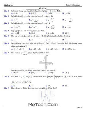 Bộ Đề Cơ Bản Ôn Thi THPT Quốc Gia Môn Toán Có Đáp Án Và Lời Giải