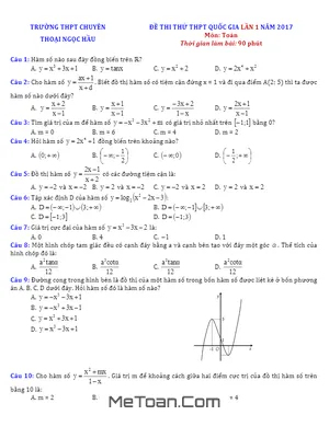 Đề thi thử THPT Quốc gia môn Toán năm 2017 trường THPT chuyên Thoại Ngọc Hầu lần 1