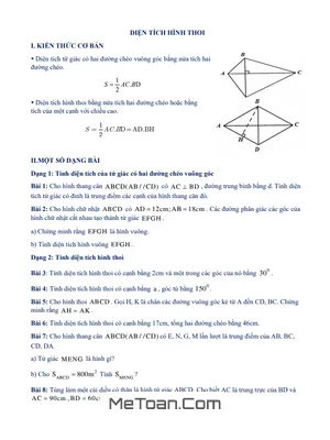Chuyên Đề Hình Học 8: Diện Tích Hình Thoi