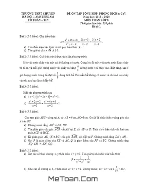 Đề Ôn Tập Toán 8 Tháng 02/2020 Trường THPT Chuyên Hà Nội - Amsterdam