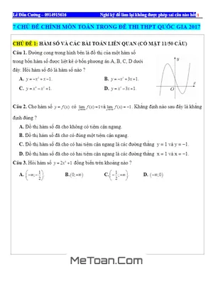 7 Chủ Đề Chính Môn Toán Trong Đề Thi THPT Quốc Gia 2017 - Lê Đôn Cường