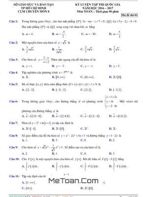 Đề thi thử THPT Quốc gia 2017 môn Toán - Sở GD&ĐT TP. HCM (Cụm chuyên môn VIII) có lời giải