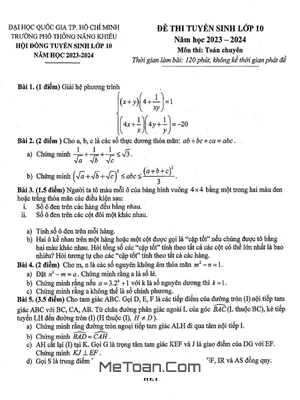 Đề thi tuyển sinh lớp 10 môn Toán (chuyên) năm 2023 - 2024 trường PTNK - TP HCM