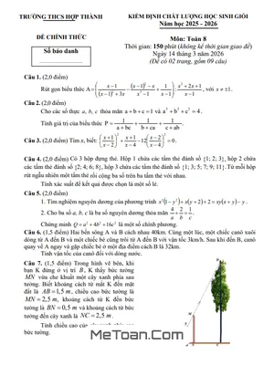 Đề Kiểm Định Chất Lượng Học Sinh Giỏi Toán 8 Năm 2025-2026 Trường THCS Hợp Thành, Thanh Hóa Có Đáp Án