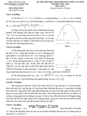 Đề thi học sinh giỏi Toán 10 cấp tỉnh năm học 2023 - 2024 sở GD&ĐT Hà Nam