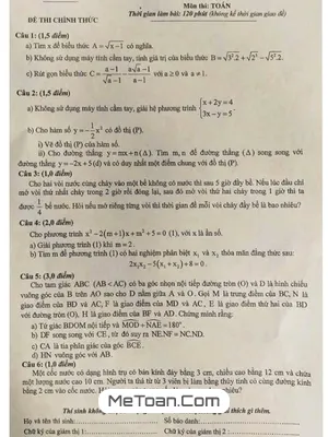Đề thi tuyển sinh lớp 10 môn Toán Thừa Thiên Huế năm 2017 - 2018 có lời giải