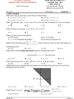 Đề Thi Giữa Kỳ 1 Toán 10 Năm 2023 - 2024 Trường THPT Nguyễn Chí Thanh - Lâm Đồng