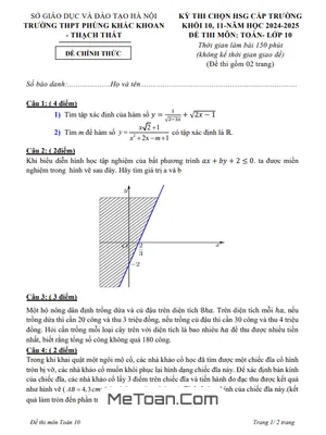 Đề chọn HSG Toán 10 năm 2024 - 2025 trường THPT Phùng Khắc Khoan - Hà Nội