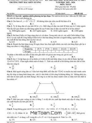 Đề Thi Chọn Học Sinh Giỏi Toán Lớp 12 Năm Học 2025 - 2026 Trường THPT Bắc Kiến Xương, Hưng Yên