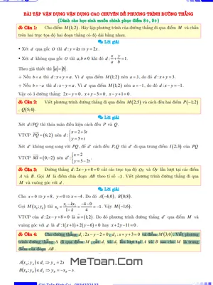 Bài Tập Vận Dụng - Vận Dụng Cao Chuyên Đề Phương Trình Đường Thẳng Lớp 10
