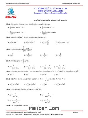 130 Bài Tập Trắc Nghiệm Ôn Tập Học Kỳ 2 Môn Toán 12 - Nguyễn Quốc Việt