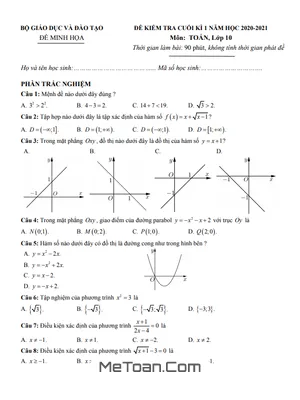 Ma Trận, Bảng Đặc Tả Kỹ Thuật Và Đề Minh Họa Kiểm Tra Cuối Kì 1 Toán 10