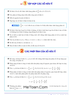 Tóm tắt kiến thức Toán 7 học kì 1 - Ôn thi học kì hiệu quả