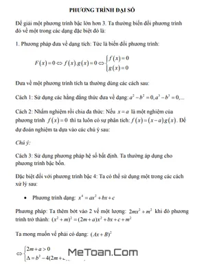Cẩm Nang Luyện Thi Vào 10: Chuyên Đề Phương Trình Đại Số