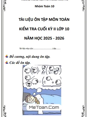 Tài liệu ôn tập cuối kỳ 2 Toán 10 năm học 2025 – 2026 trường THPT Trần Phú – Đà Nẵng