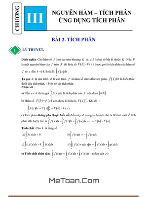 Tài Liệu Chuyên Đề Tích Phân Và Một Số Phương Pháp Tính Tích Phân Lớp 12