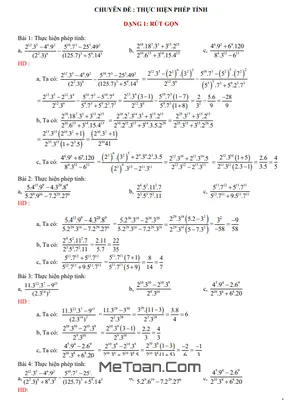 Chuyên Đề Thực Hiện Phép Tính Bồi Dưỡng Học Sinh Giỏi Toán 6 - 7