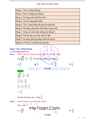 Bí kíp chinh phục Bài toán tìm ẩn chưa biết trong đề thi HSG Toán 7