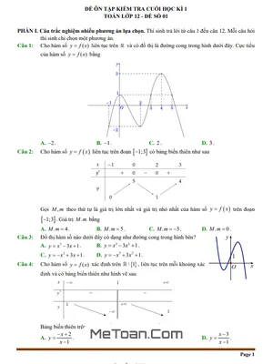 10 Đề Ôn Tập Cuối Học Kì 1 Toán 12 Cấu Trúc Trắc Nghiệm Mới