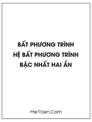 Bất phương trình và hệ bất phương trình bậc nhất hai ẩn