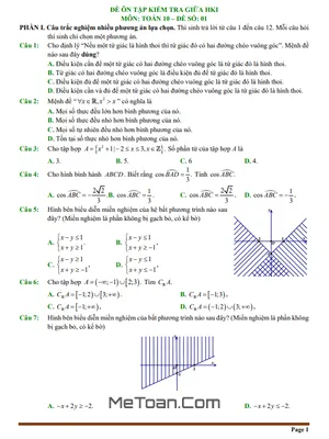 Bộ 10 Đề Ôn Tập Giữa Kì 1 Toán 10 KNTT Với Cuộc Sống Trắc Nghiệm Mới Nhất