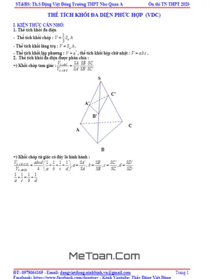 Tính Thể Tích Khối Đa Diện Phức Hợp (VDC) - Phương Pháp Giải Chi Tiết - Thầy Đặng Việt Đông