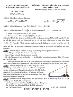 Đề tham khảo học kỳ 1 Toán 9 năm 2022 – 2023 trường THCS Phạm Hữu Lầu – TP HCM