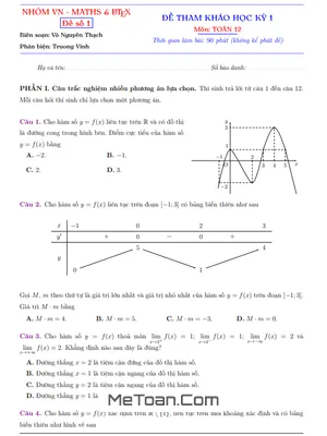17 Đề Tham Khảo Cuối Học Kỳ 1 Toán 12 Cấu Trúc Trắc Nghiệm Mới