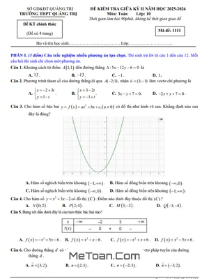 Đề Thi Giữa Học Kỳ 2 Toán Lớp 10 Năm 2025-2026 Trường THPT Quảng Trị: Đầy Đủ Đáp Án & Hướng Dẫn Chấm