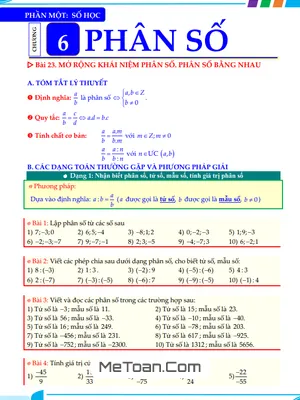 Phương Pháp Giải Toán Phân Số Lớp 6 Sách Kết Nối Tri Thức