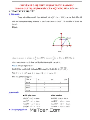 Phân Dạng Và Bài Tập Hệ Thức Lượng Trong Tam Giác Lớp 10