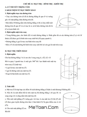 Trắc Nghiệm Mặt Trụ, Hình Trụ Và Khối Trụ Lớp 12 Có Lời Giải