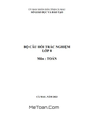 Bộ Câu Hỏi Trắc Nghiệm Môn Toán 8 Có Đáp Án Theo Chương Trình Mới Nhất