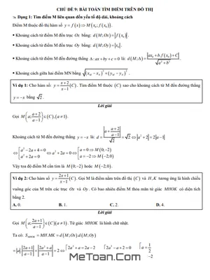 Bài Toán Tìm Điểm Trên Đồ Thị Hàm Số Lớp 12