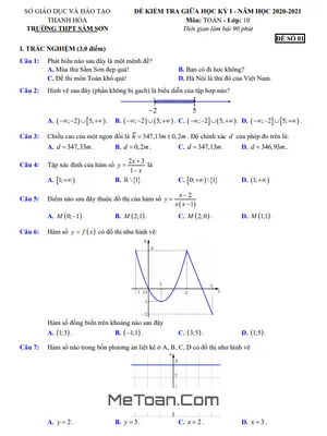 Đề kiểm tra giữa kỳ 1 Toán 10 năm 2020 - 2021 trường THPT Sầm Sơn - Thanh Hóa