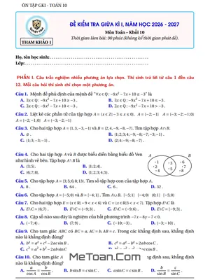 Bộ Đề Tham Khảo Kiểm Tra Giữa Kỳ 1 Toán 10: Trọn Bộ Kiến Thức & Lời Giải Chi Tiết (2026-2027)