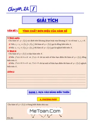 Các Dạng Bài Tập Ứng Dụng Đạo Hàm Để Khảo Sát Và Vẽ Đồ Thị Của Hàm Số