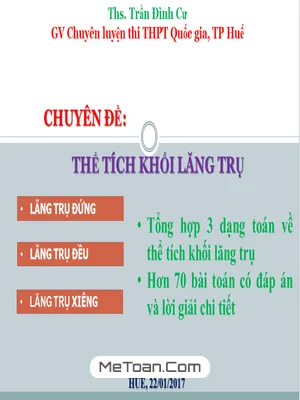 Chuyên Đề Thể Tích Khối Lăng Trụ - Trần Đình Cư