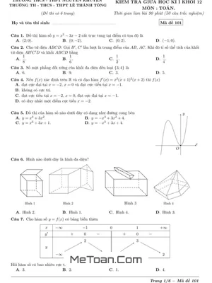 Đề Thi Giữa Kì 1 Toán 12 Năm 2022 - 2023 Trường Nguyễn Khuyến & Lê Thánh Tông - TP.HCM