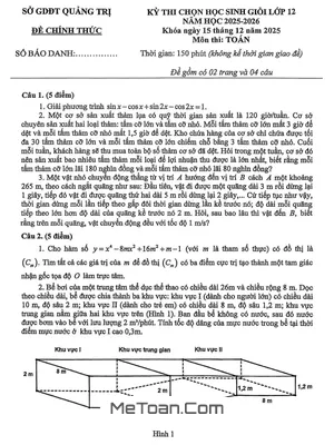 Đề thi Tuyển Chọn Học Sinh Giỏi Toán 12 Năm 2025-2026 Tỉnh Quảng Trị