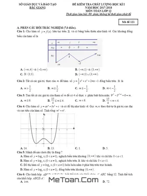 Đề thi HK1 Toán 12 năm học 2017 - 2018 sở GD&ĐT Bắc Giang