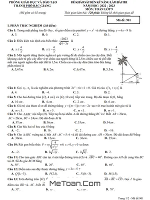 Đề khảo sát Toán 9 năm 2022 - 2023 phòng GD&ĐT thành phố Bắc Giang