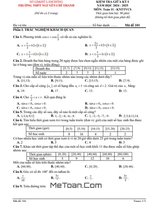 Đề thi giữa kỳ 1 Toán 11 KNTT&CS năm 2024 - 2025 trường THPT Nguyễn Chí Thanh - Lâm Đồng