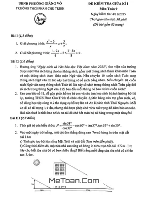 Đề Thi Giữa Kì 1 Toán 9 Năm 2025 - 2026 Trường THCS Phan Chu Trinh (Hà Nội) [Có Đáp Án]