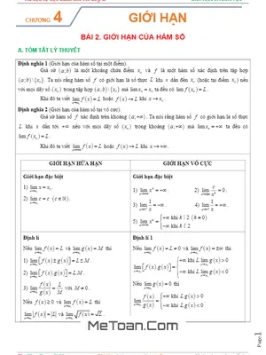 Tài Liệu Tự Học Giới Hạn Của Hàm Số - Nguyễn Trọng